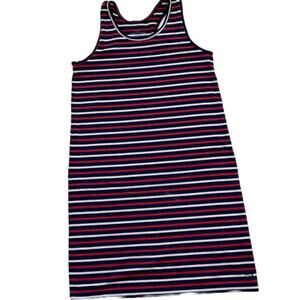 Vineyard Vines Girl's Sankaty Striped Racerback Tank Dress, Red, White, Blue 14